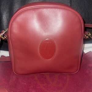 Cartier VTG Authentic Must de Cartier Bordeaux Leather Crossbody Bag w/Dustbag